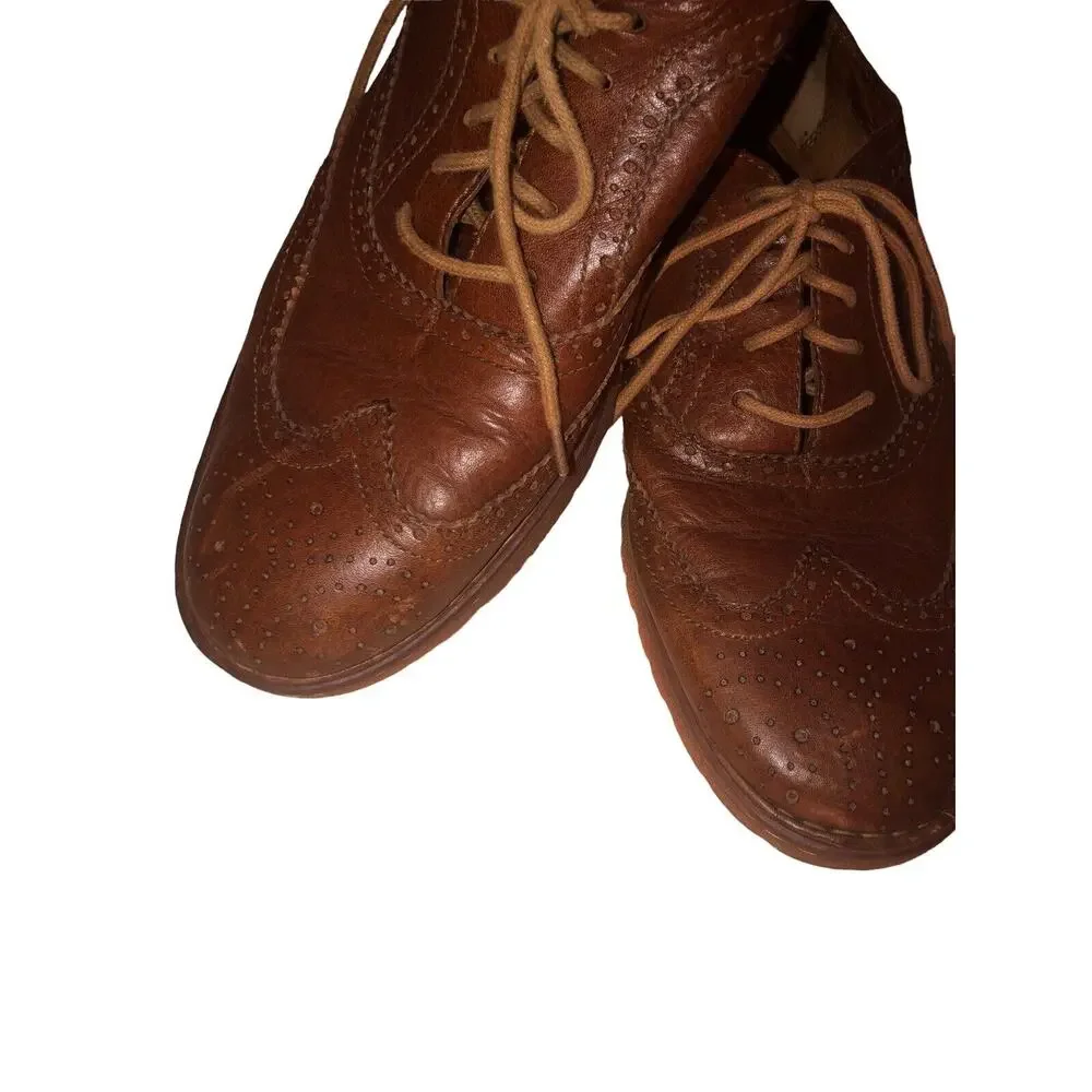 Born Mens Brown Pebbled Leather Wingtip Oxford Brogue Dress Shoes H48516 Size 13